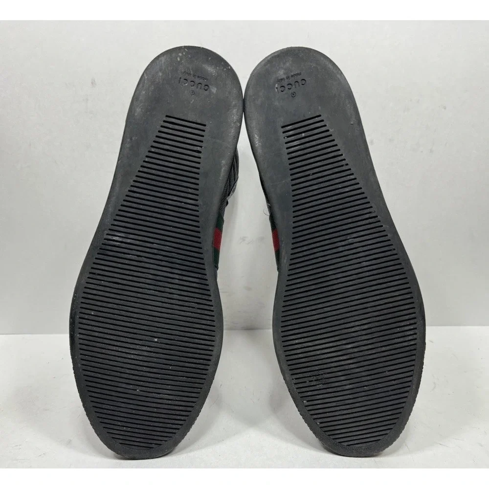 Gucci Web High Sneakers GG Black Leather High Top Men's Size 10 US / 9 G Shoes‎